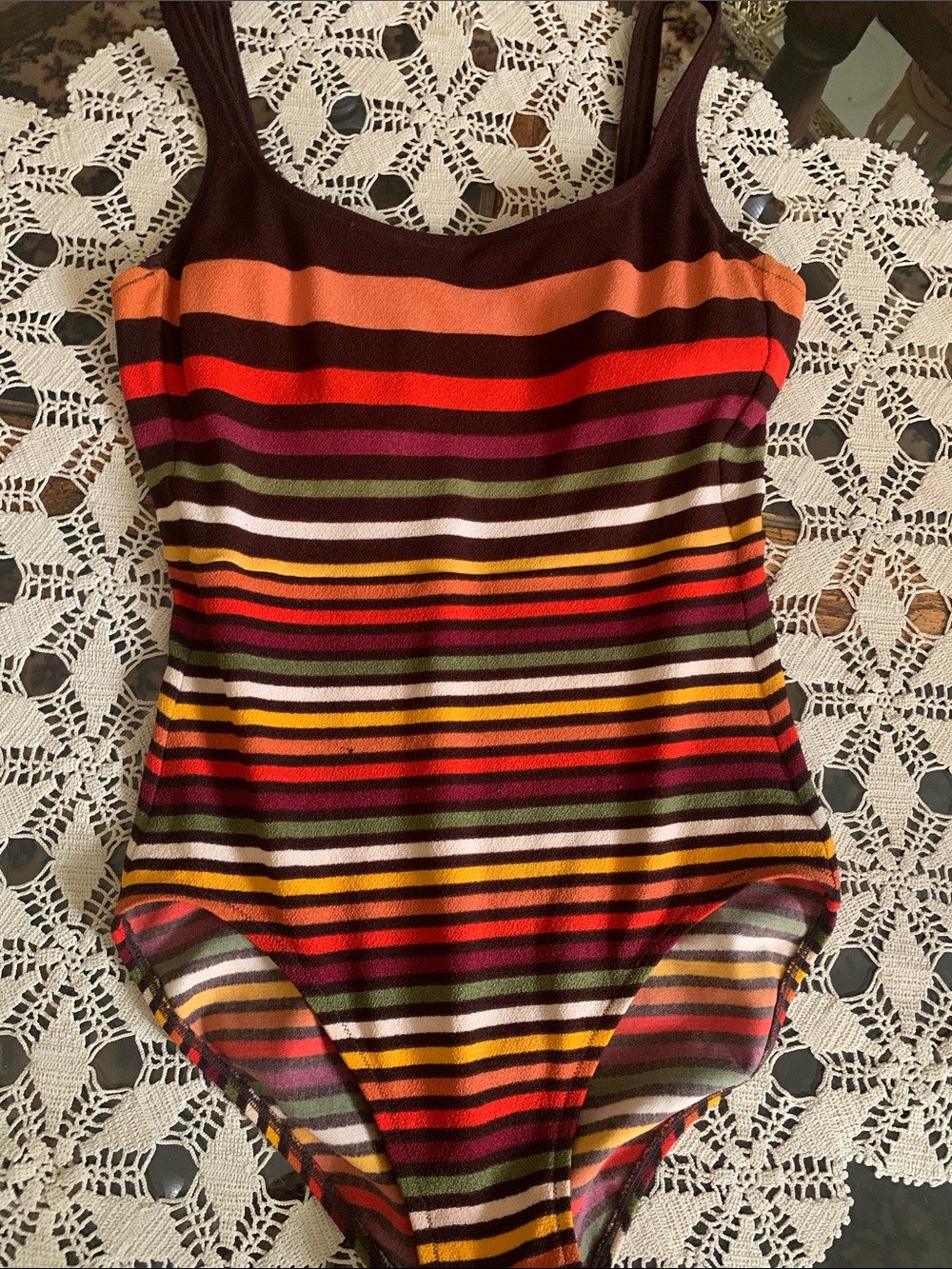 Vintage Striped Multicolor One-Piece Swimsuit GOTTEX